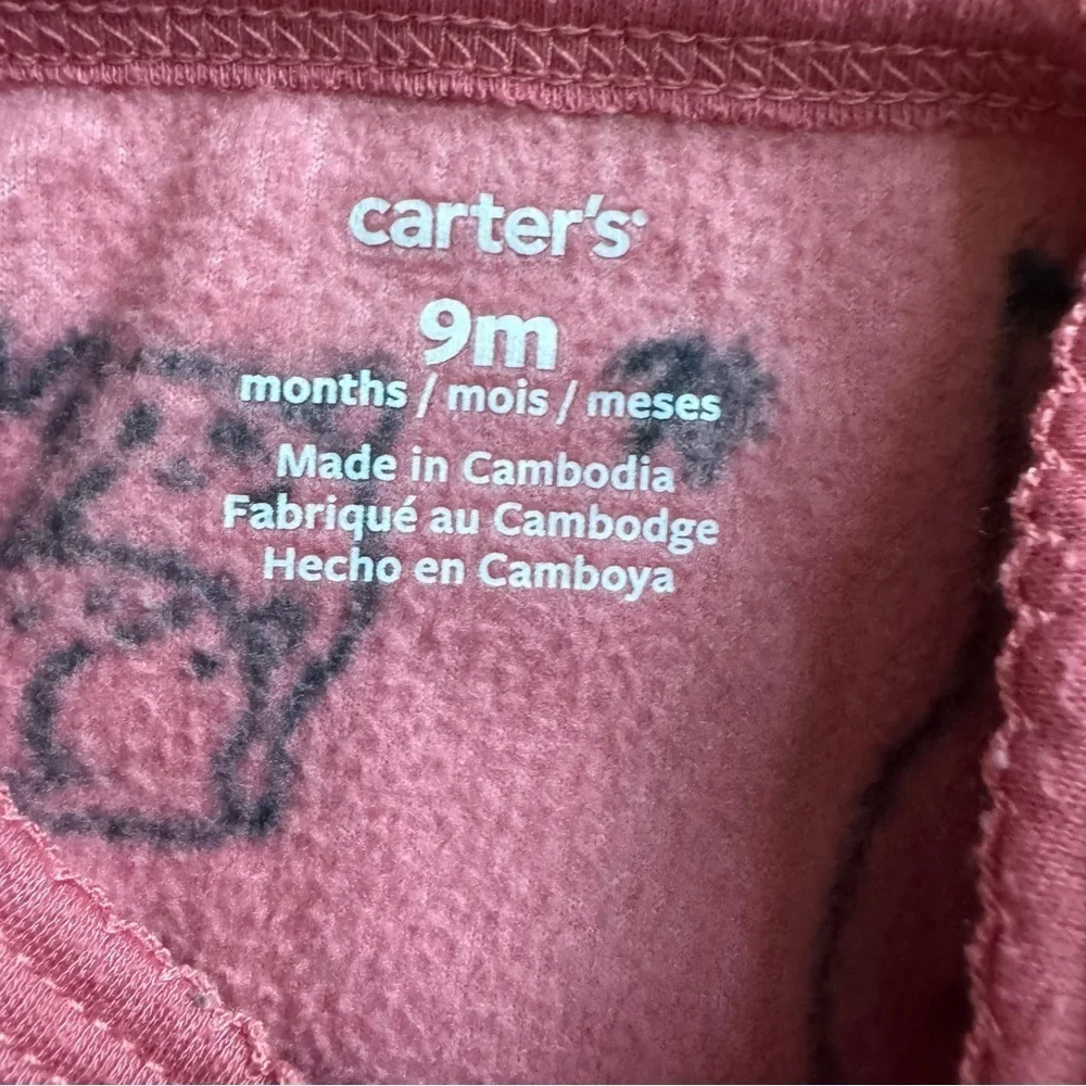 Carter’s Pink Fleece Pajama 2-way zip Forest Winter Animals Deer Baby Girl 9M